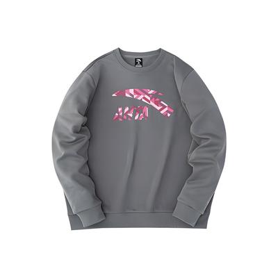 Anta Serie Lifestyle Felpa con Stampa Logo Grande Manica Lunga Felpa Uomo Grigio 952248705-4