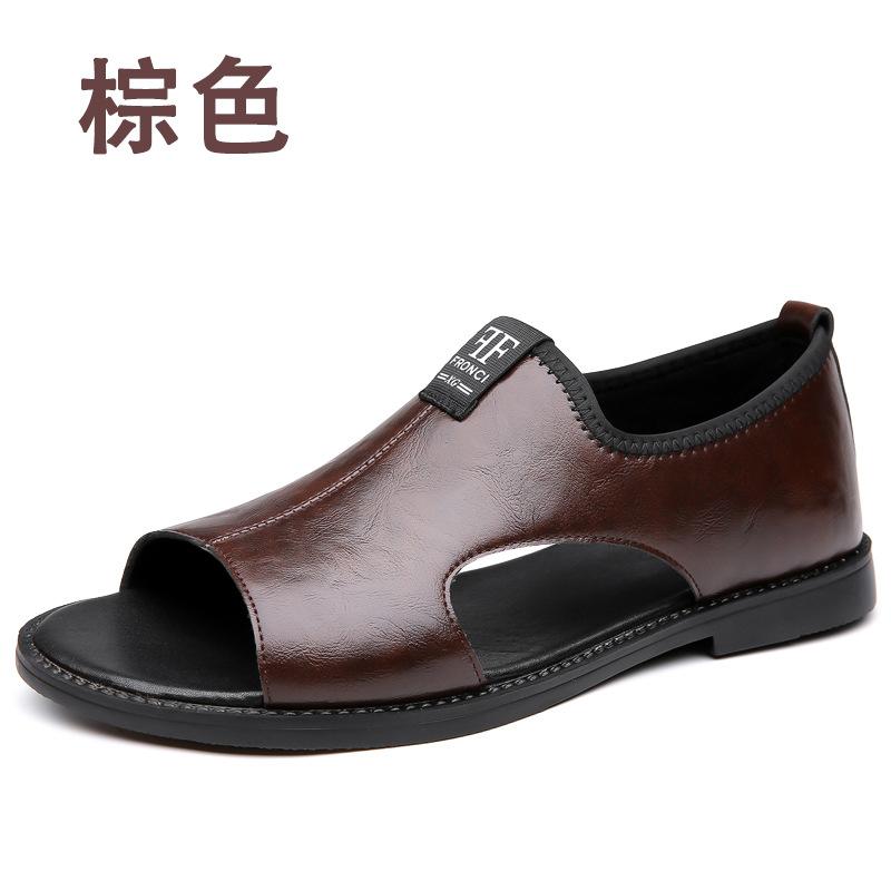 Sandals men's new large size men's casual leather sandals non-slip and breathable trend men's shoes