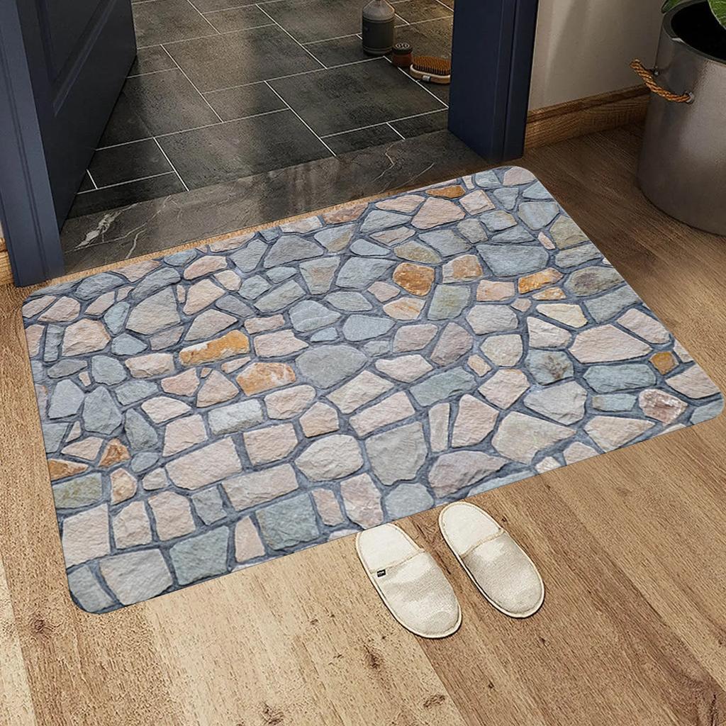 Textured plank brick printed non-slip multifunctional rug Living room rug Entrance floor mat Insole Home kitchen Corridor décor