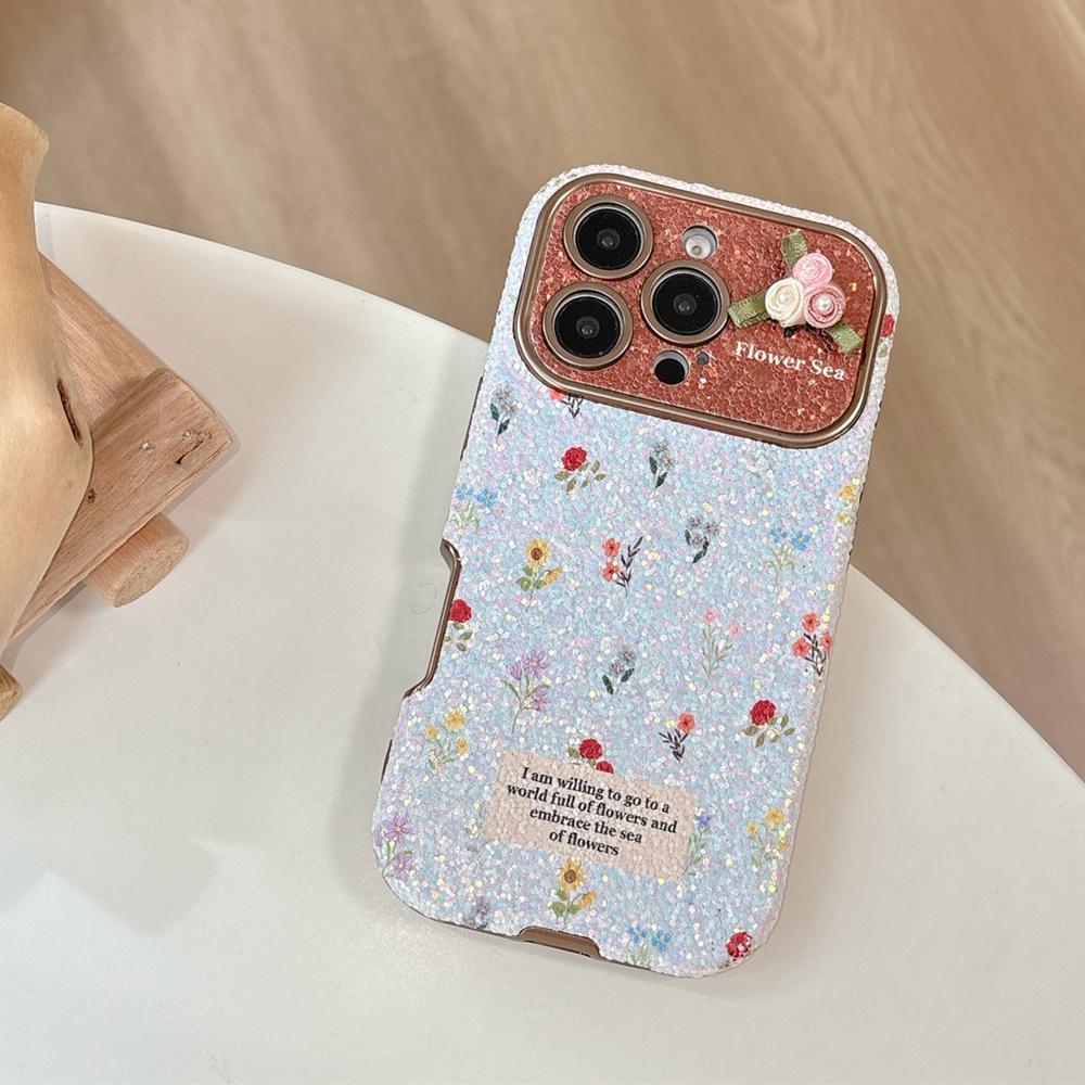 KEYSION Women Girl's Retro Floral Flower Phone Case for iPhone 14 15 16 17 Pro Max Rounded Edges Silicone Shockproof Back Cover