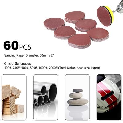 60 TK 50mm 2" Lihvimisketas Lihvketas 100-2000 Liivapaber 2-tollise Abrasiivse Poleerpadjaga Plaat