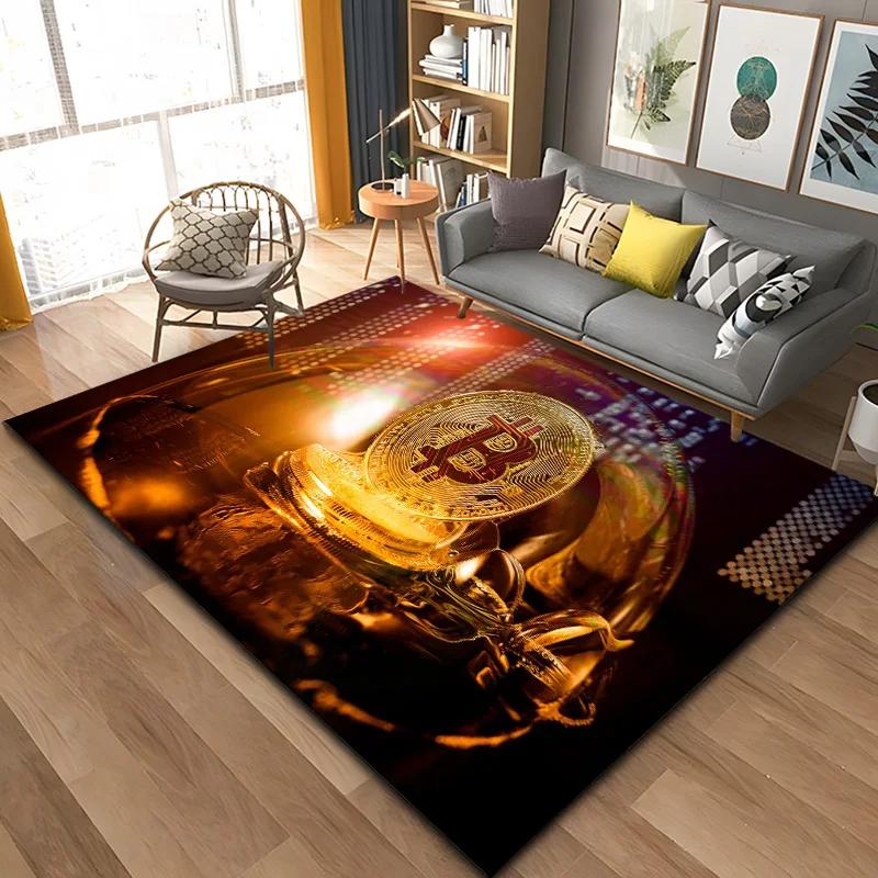 

Биткойн Ковер Спальня Прикроватный Декор Ковер Биткойн 3d Напольный Коврик Большой Мультяшный Коврик Гостиная Коврики Креативный Биткойн