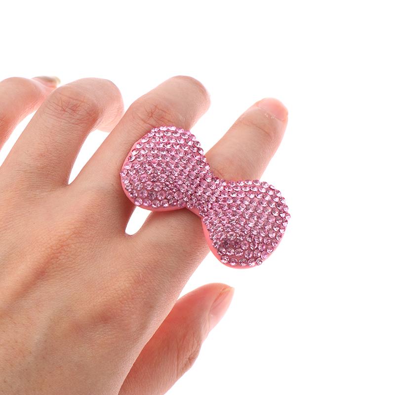 Y2K Sweet Shiny Pink Bow Open Ring For Girls Women Finger Rings Trendy Statement Jewelry Gifts