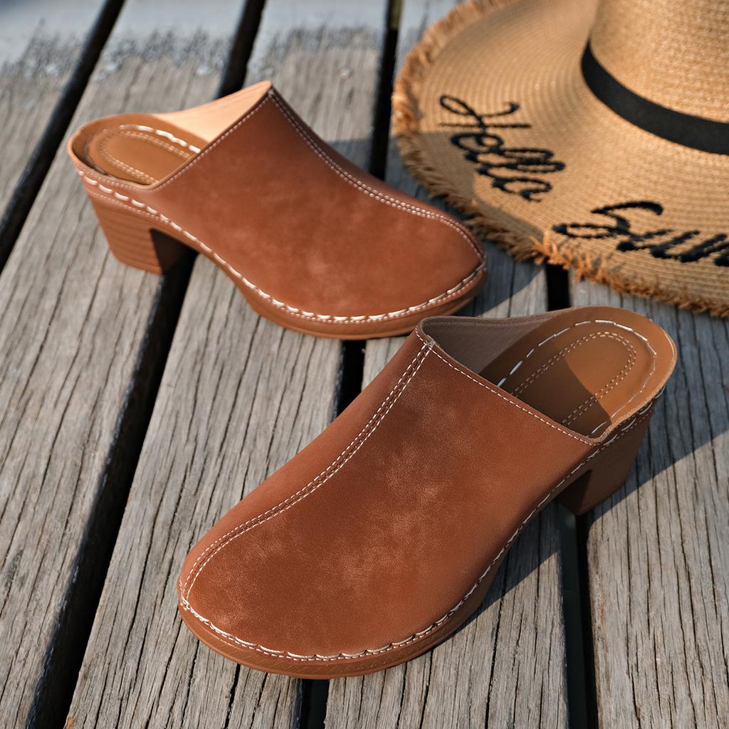 Gepolsterte Damen Sandalen Stilvolle Damen Mules mit Keilabsatz und Blumenmuster Hohl geschnittenes Obermaterial für Sommer Straßenfeste Herbstveranstaltungen