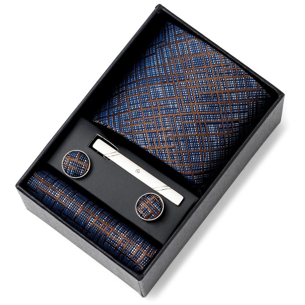 Men'S Tie Net Color Striped Jacquard Yarn Business Professional Tie Set Men'S Gift Box