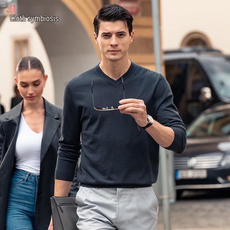 

Men s V-Neck 100% Wool Knit Sweater