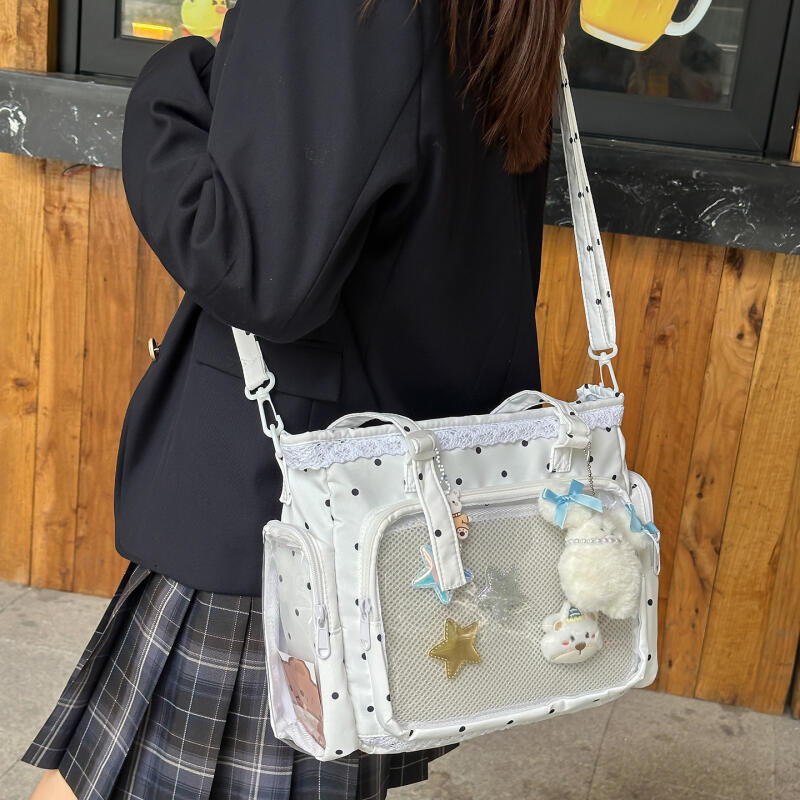 Krajková průhledná taška s vlnkovým vzorem přes rameno pro studenty středních škol