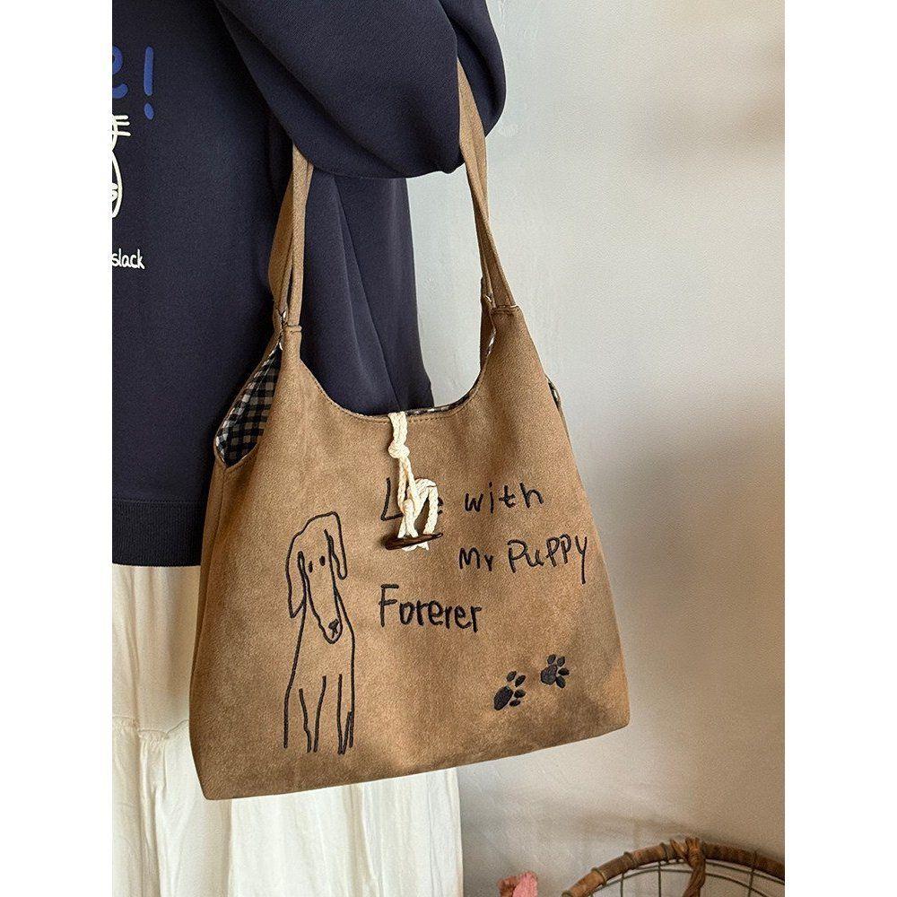 

Tote Bag - Large Capacity Shoulder Bag - Student Commuting and Class Bag кофейный
