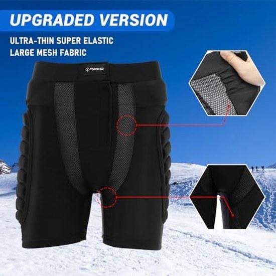 TOMSHOO Butt Pad Snowboard Hip Protector Shock Absorption Ski Protection Unisex Washable