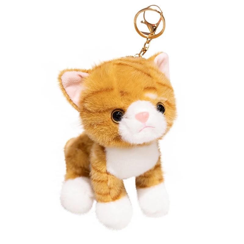 Kawaii Simulation Cat Pendent Car Key Plush Toys Soft Stuffed Kitten Animals Kids Girls Valentine's Day Gift