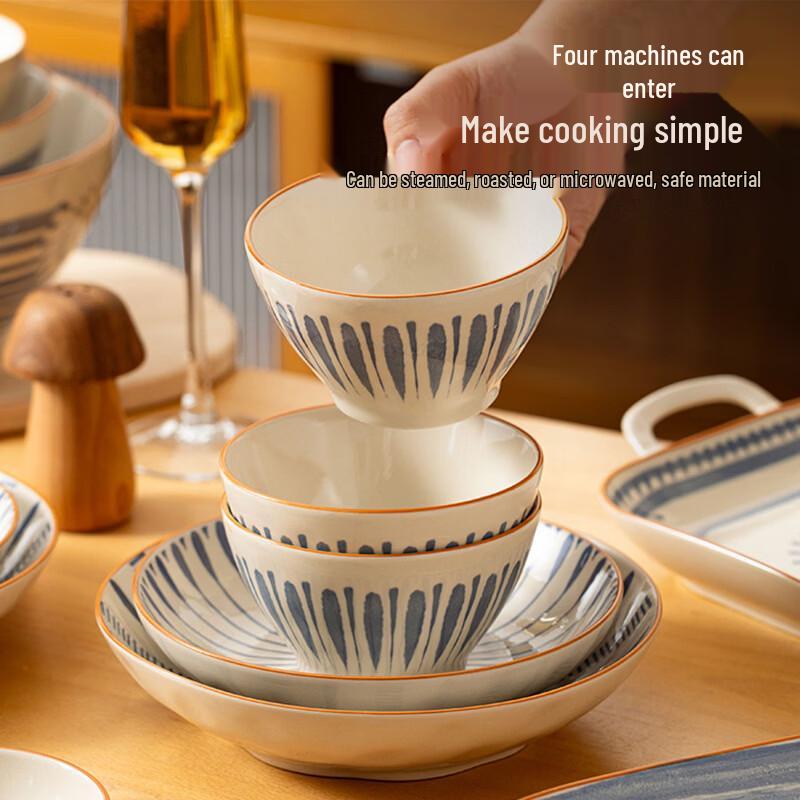 OIMG Underglaze Ceramic 5-Inch Rice & Noodle Bowl Set