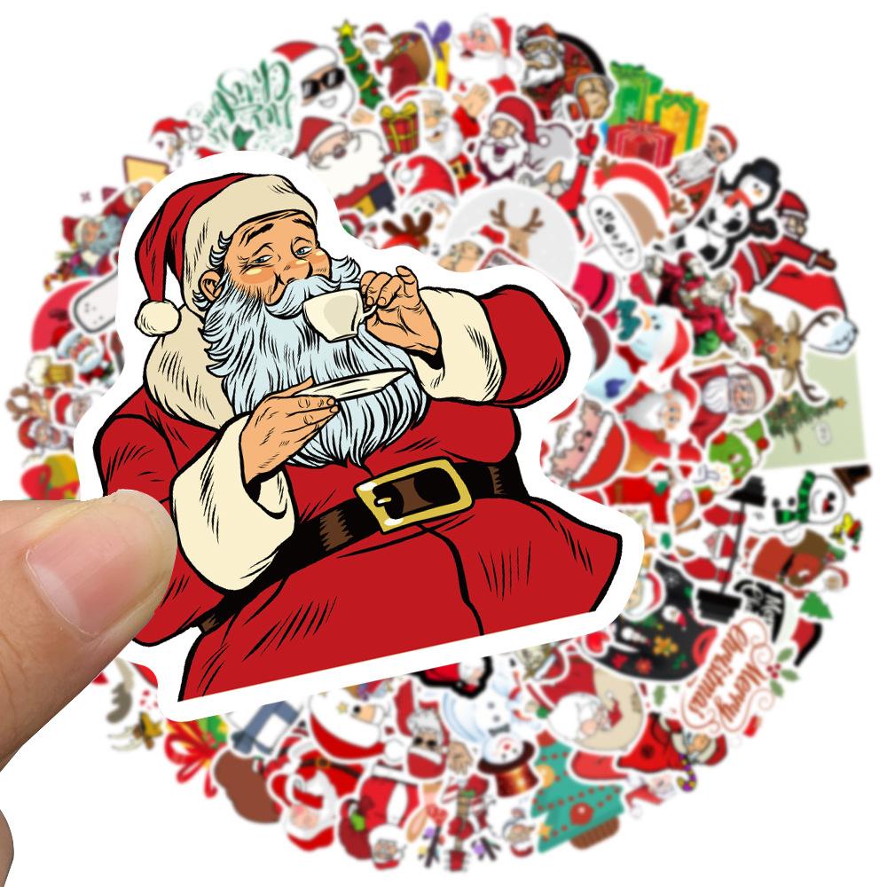 10 30 50 100PCS Cartoon Cute Santa Claus Christmas Graffiti Stickers Scooter Laptop Guitar New Year Decoration Decals Sticker F5