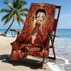 Custom Name Personalized Betty Boop Print Beach Towel, for Trip Camping Beach Party Home Decor, Birthday Gift for Family & Friends