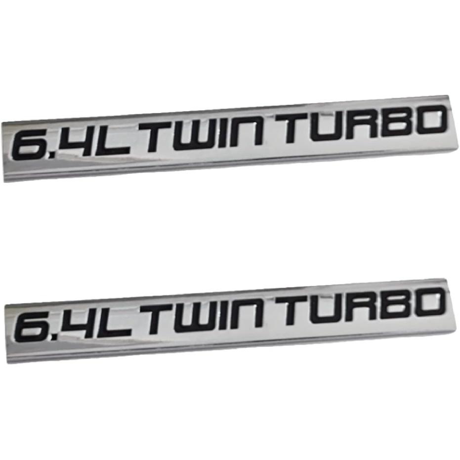 2-Piece 6.4L Twin Turbo eblem Badge Metal Decal Fender Trunk Badge Fit for Trunk Hood Door