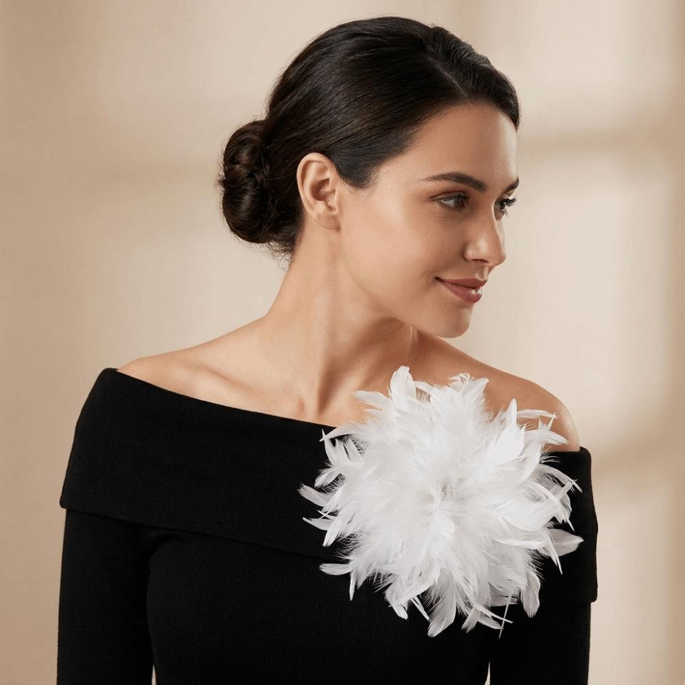 Faux Feather Fabric Corsage Large Lapel Pin Chic 16cm Flower Brooch Mother's Day