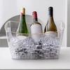 Eiskübel mit Griff, 12/18L Bier-Wein-Kühler für Party, Klarer Getränkebehälter für Mimosa & Cocktailbar, Tragbarer Champagner