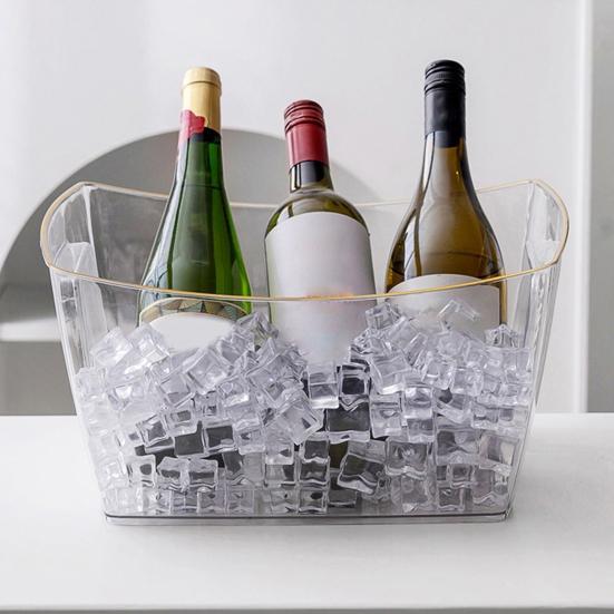 Eiskübel mit Griff, 12/18L Bier-Wein-Kühler für Party, Klarer Getränkebehälter für Mimosa & Cocktailbar, Tragbarer Champagner