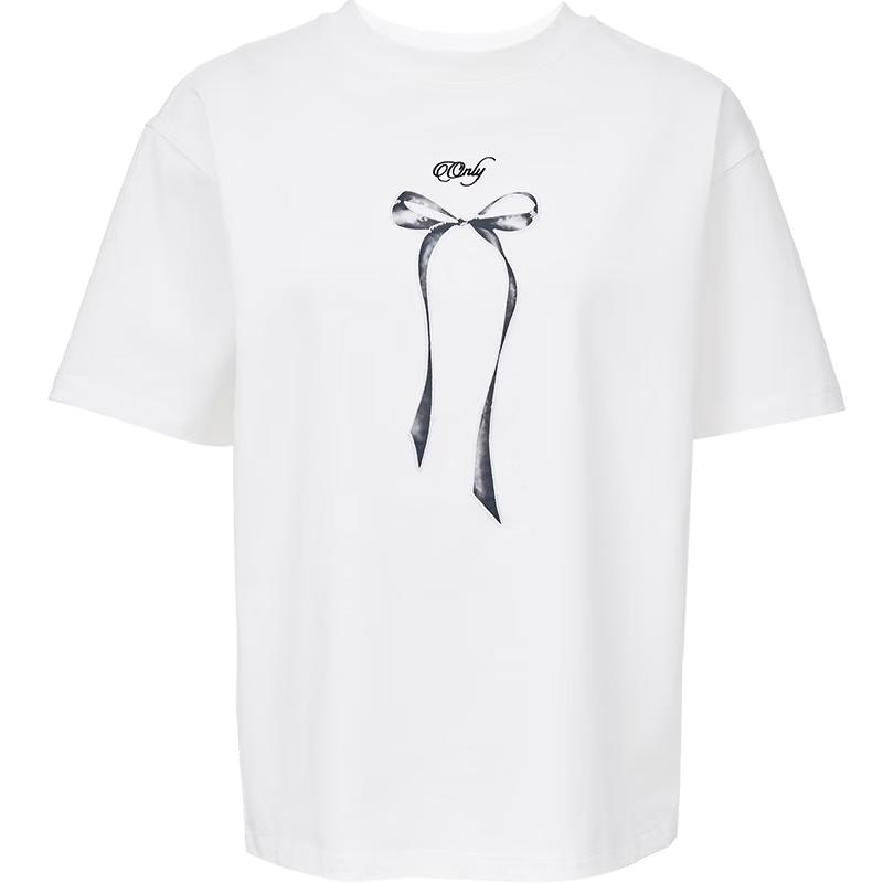 ONLY Women's 2026 Spring Embroidered Bow T-Shirt