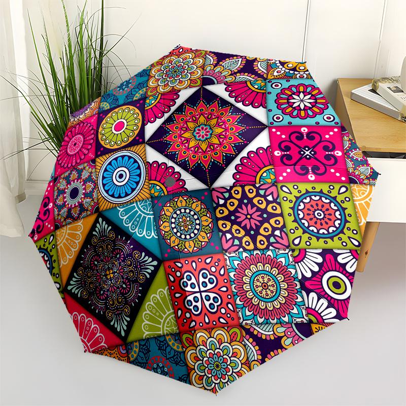 

Colorful Mandala Patterned Fabric Squares for Quilting and Sewing Projects Umbrella, Christmas Gift Y289