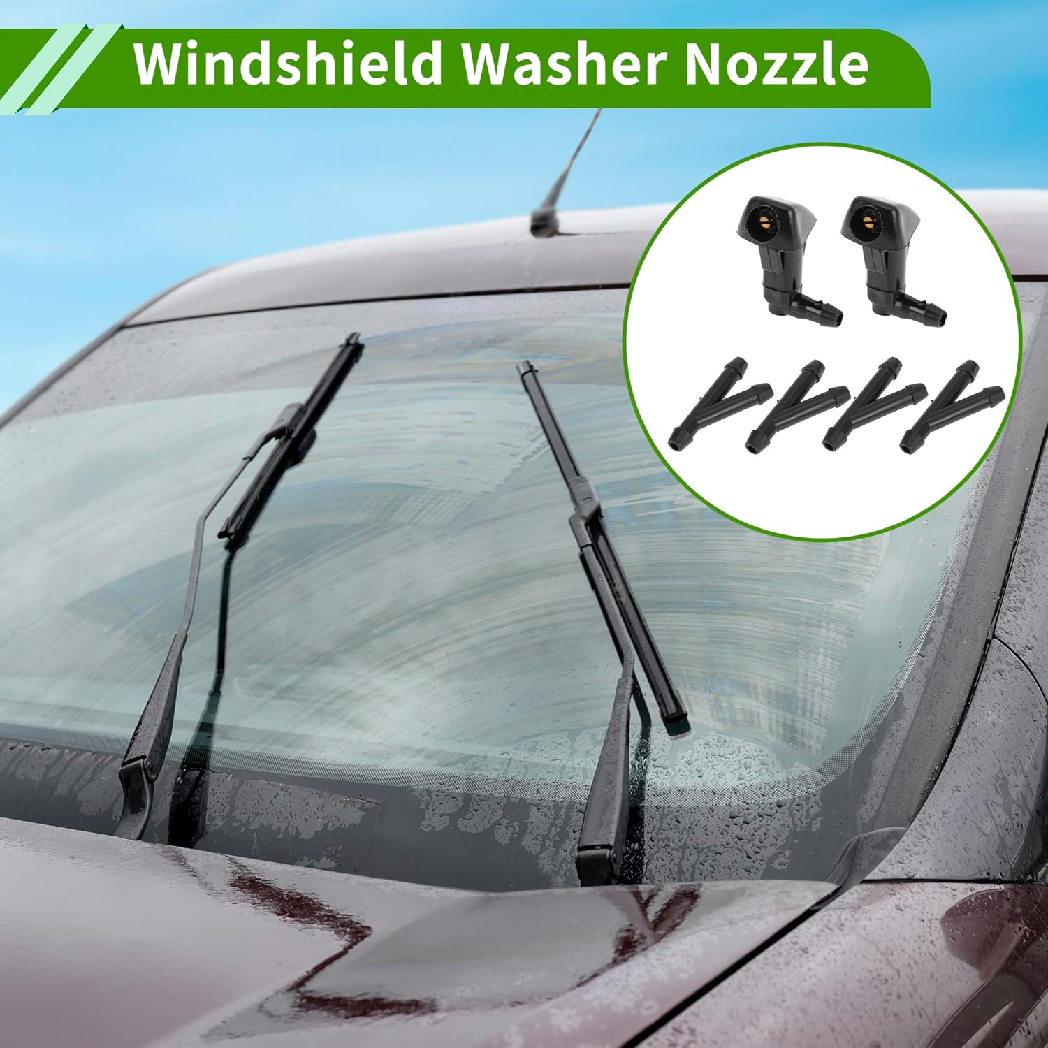 No.76810SDAA11 Windshield Washer Nozzle for Honda Black Front Windshield Spray Nozzles Wiper Spray Washer Jet Plastic 1Set