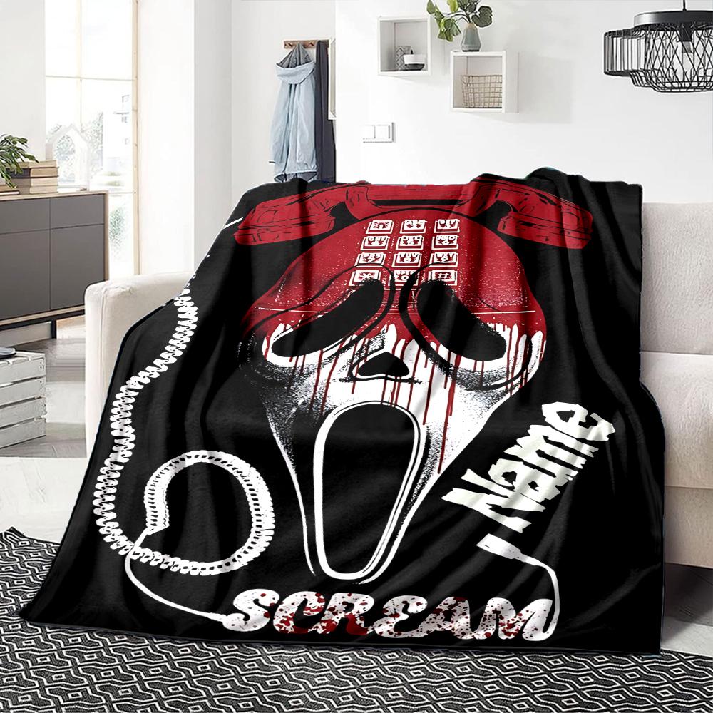 Custom Name Horror Movie Mashup blanket for Couch & Bed, Plush Cozy Fuzzy Blanket Super Soft & Warm Blankets for Fall and Winter. 0908133