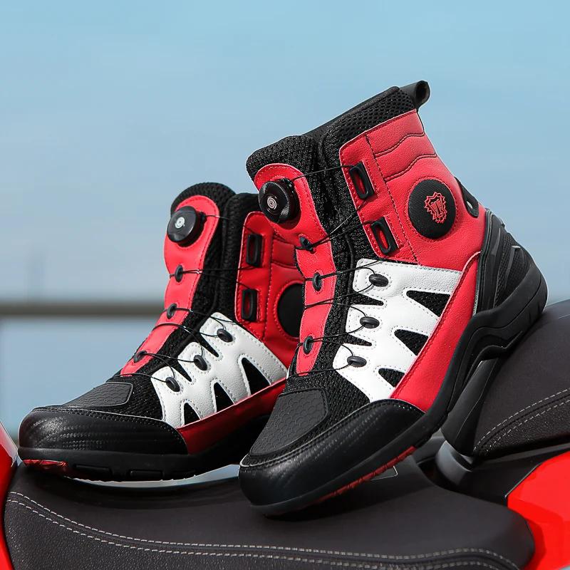 Мужские ботинки Мотоциклетная повседневная обувь Мужские ботинки для мужчин Для улицы Туристическое снаряжение Кроссовки Мотоциклетная обувь для мужчин 37 красный 10540₽
