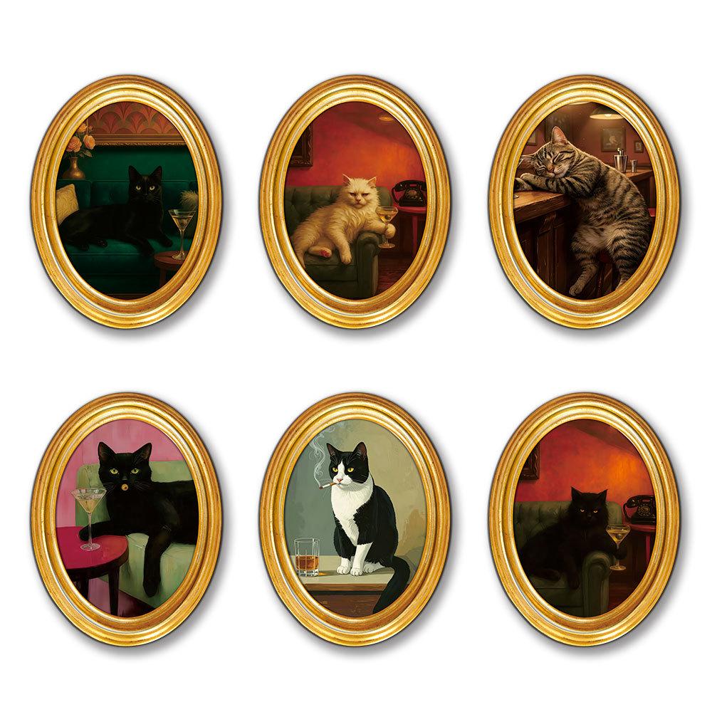 3D Black Cat Wooden Magnetic Refrigerator Sticker - Funny Home Decoration