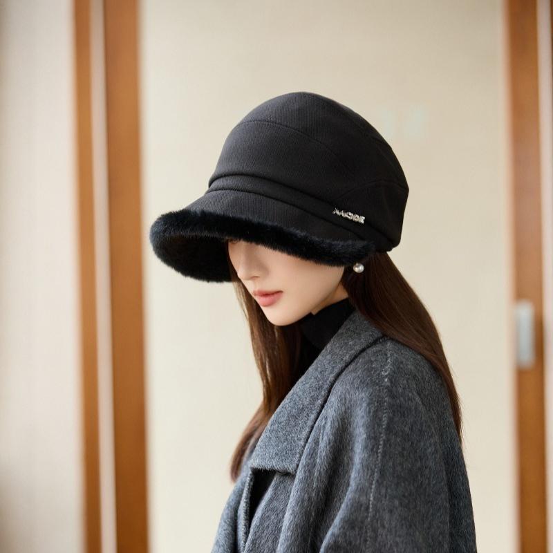 New Cap Women's Autumn and Winter Velvet Thickened Octagonal Hat Bucket Hat