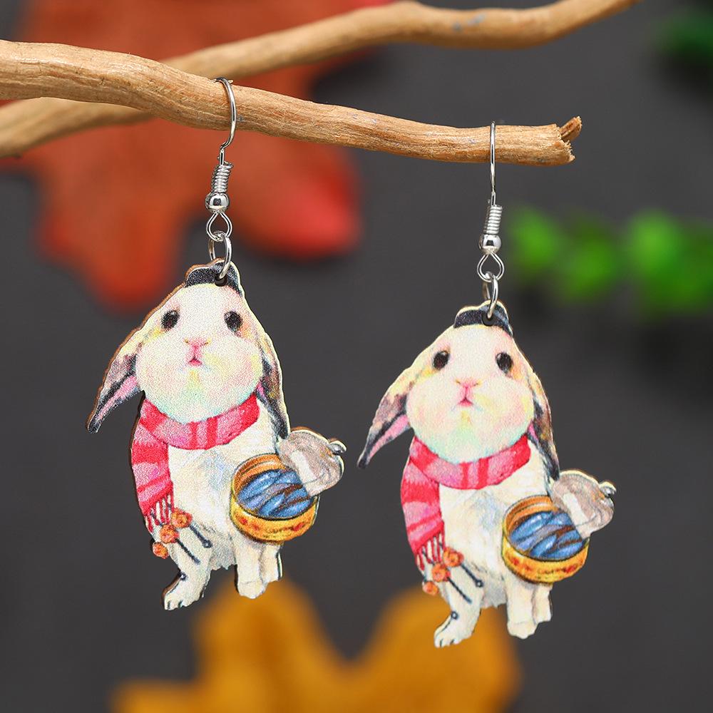 Easter Bunny Earrings: Carrot, Glasses & Backpack Design with Rabbit Ears