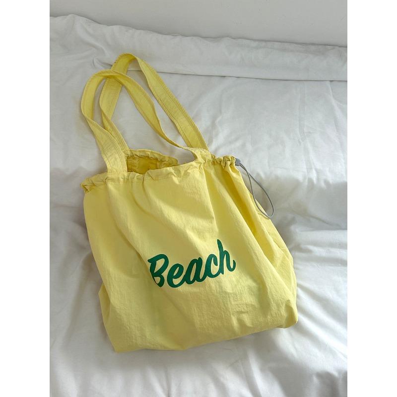 New letter printing bag women's large-capacity nylon shoulder bag casual versatile portable drawstring tote bag