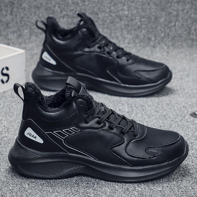 Große Größe 49 50 51 Weiße Leder-Sneaker Herren Winter Freizeitschuhe Super Warm Plüsch Sportschuhe Zapatillas Deportivas Hombre