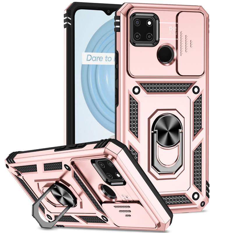 For Realme C21Y C25Y C11 2021 Case Slide Lens Camera Protect Armor Cases For Oppo Realme C 21Y 25Y 11 Magnetic Ring Holder Cover