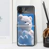 Sunny Clouds Teddy Bear Phone Case Cover for Samsung Galaxy Z Flip 7 6 5 4 3 5G Flip3 Flip4 Flip5 ZFlip6 ZFlip7 Black Fundas Cle