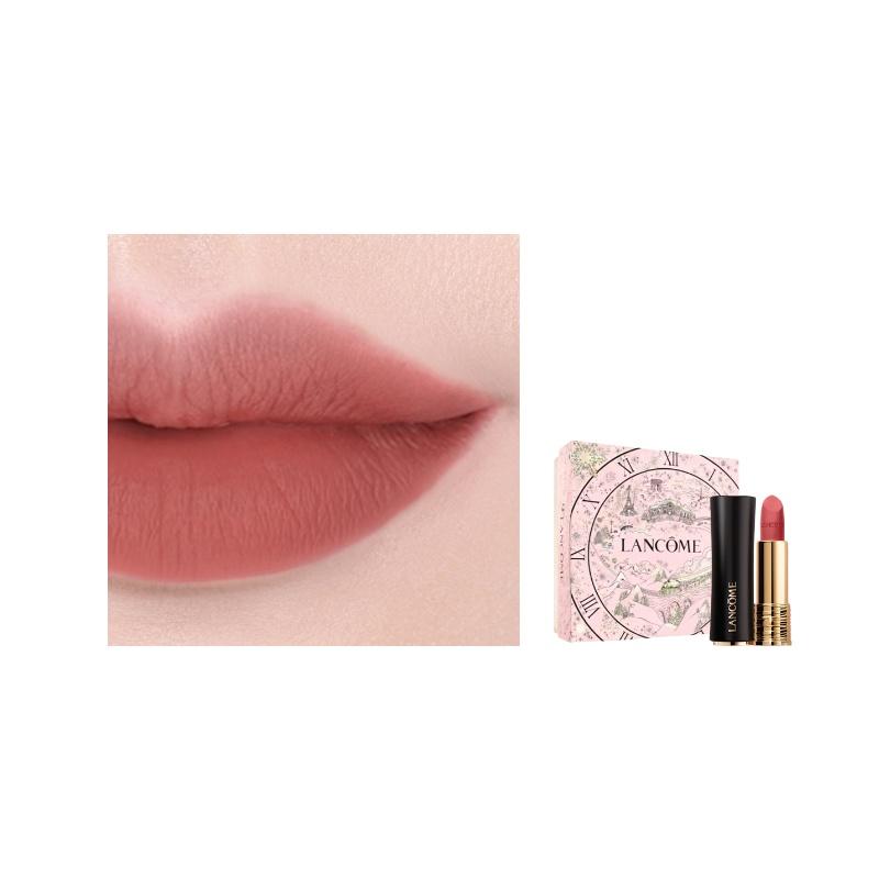 Помада Lancôme Jing Pure Velvet Matte Рождественская серия 2025 Черно-золотой тюбик Матовая с увлажнением #274Миндальный молочный чай без подарочной упаковки чёрный