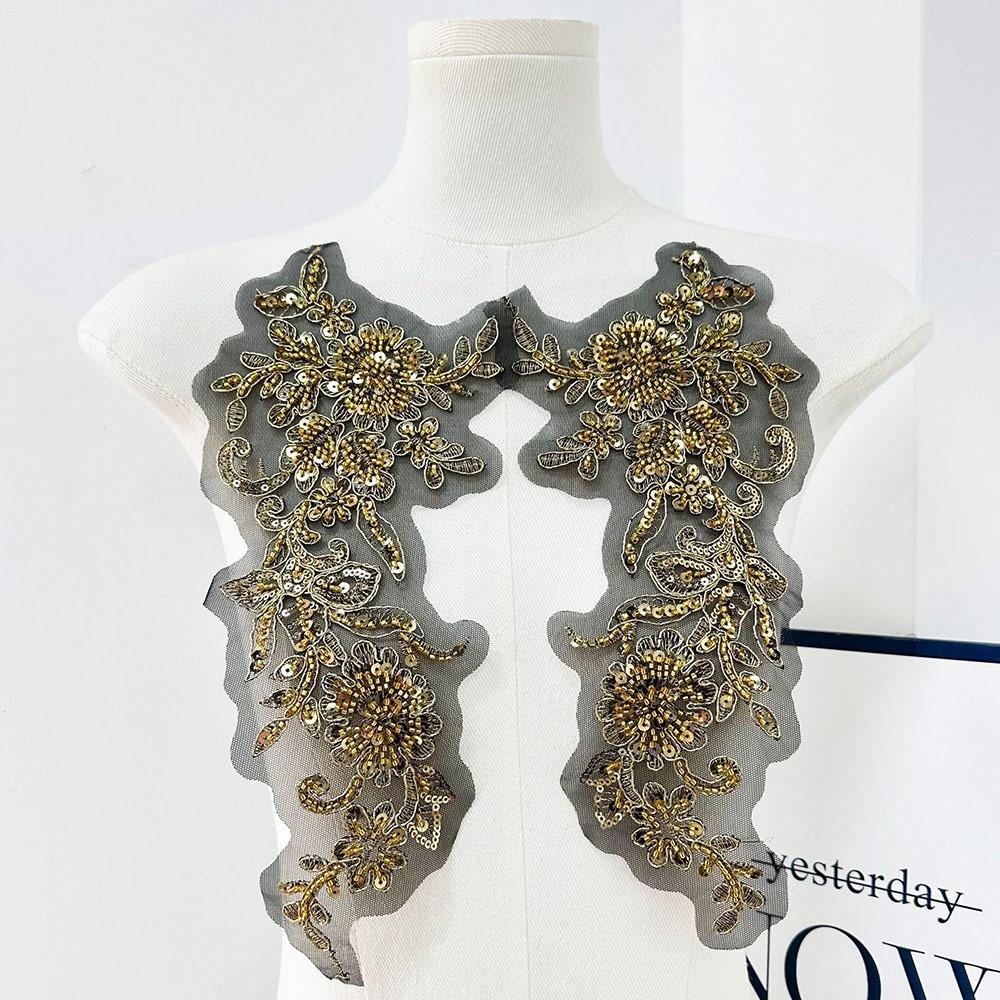 

2PCS/1Pair DIY Sew Chest Flower Mesh Clothing Patch Fashion Clothing Applique чёрный