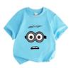 Kids Boys Girls 100% Cotton Crew Neck Short Sleeve T-Shirt Cute Surprised Cartoon Minion Face Print Casual Comfortable Lightweight Tee for Daily Wear