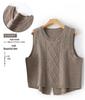 2023 Round Neck Wool Chunky Knit Sleeveless Cropped Cardigan Vest