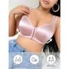 Satin-Unterwäsche mit Knopfleiste vorne, Damen, Große Größen, Raffung, Sport, BH ohne Bügel Text
