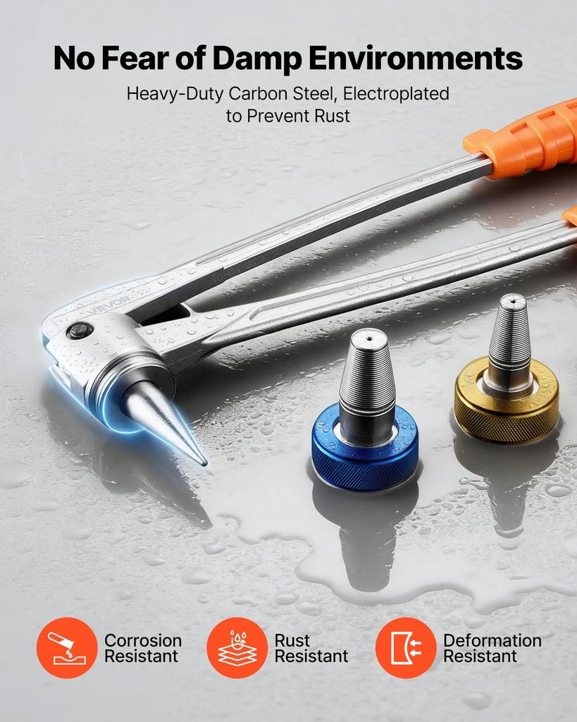 PEX Pipe Expander Tool Kit, Manual Tubing Expansion Tool for 9.52mm, 12.7mm, 19mm, 25.4mm PEX Pipes - with 4 Expanding Heads, Pipe Cutter & Toolbox