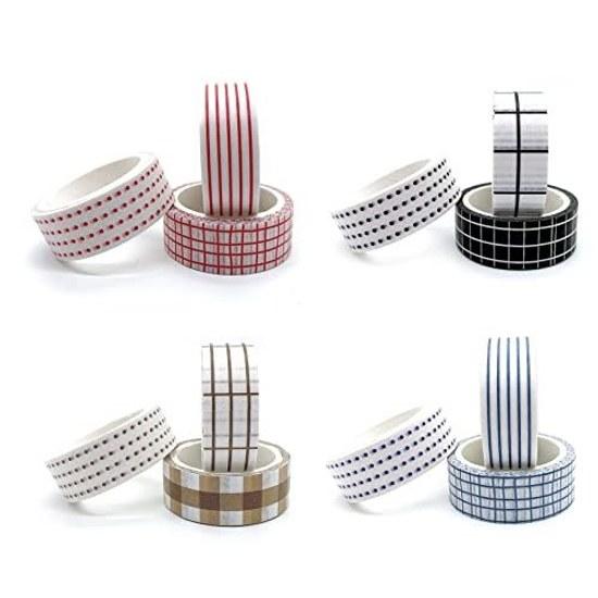 Masking Tape 12-piece Set Point Checkered Washi Base Pattern DIY Craft Journal Planner Scrapbook Wrapping Gift Decoration