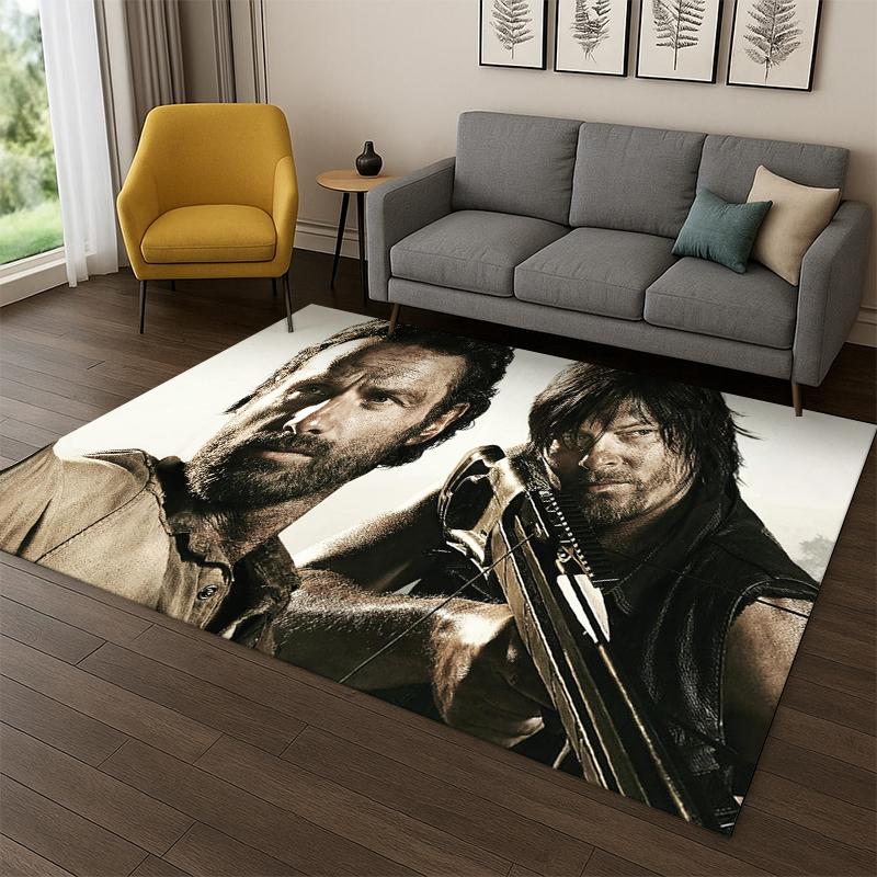 classic The Walking Dead Rick Daryl Horror TV Carpet Rug for Bedroom Living Room Sofa Doormat Home Decor,Kid Area Rug Non-slip