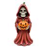 Halloween Skull Pumpkin Figurine Resin Skeleton Holding Pumpkin Statue Spooky Tabletop Ornaments for Indoor Home Decor