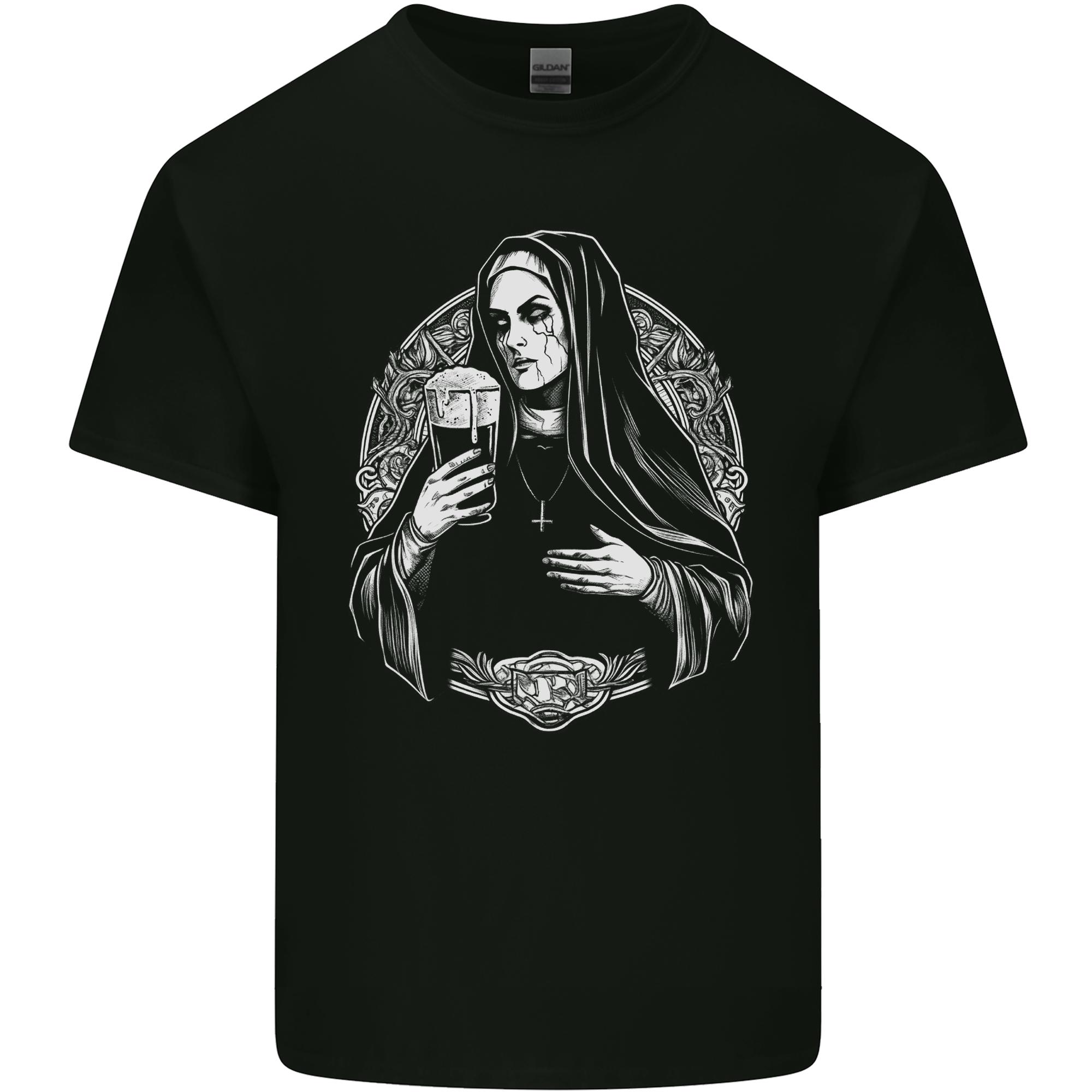 Evil Nun Drinking Beer Horror Halloween Unisexs Light Cotton TShirt S