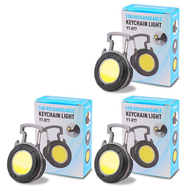 COB Multifunctional Portable Mini Keychain Light Rechargeable USB Interface LED Work Light Emergency Outdoor Camping Light
