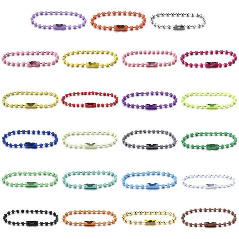 100pcs/lot Colorful Ball Bead Chains Fit Key Chains Hand Tag Connector ForDIY Bracelet Jewelry Making Accessorise Length 10 12cm