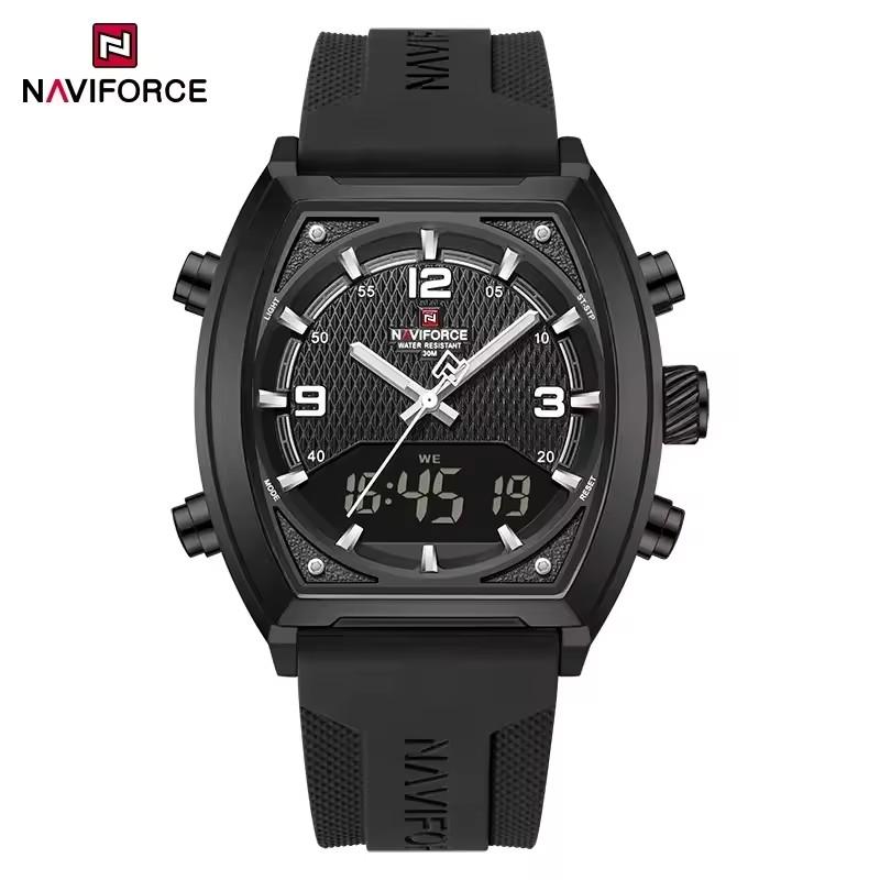 NAVIFORCE NF9242 Waterproof Digital Quartz Watches for Man 9242 Men Watch Business Silicone Strap Dual Time Sports Reloj Hombre Naviforce NF9242