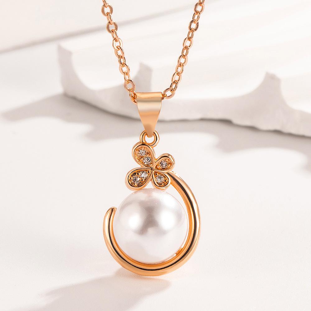 Mori Pearl Necklace Earrings Set Female, French Gentle Temperament Simple And Versatile Collarbone Chain Necklace