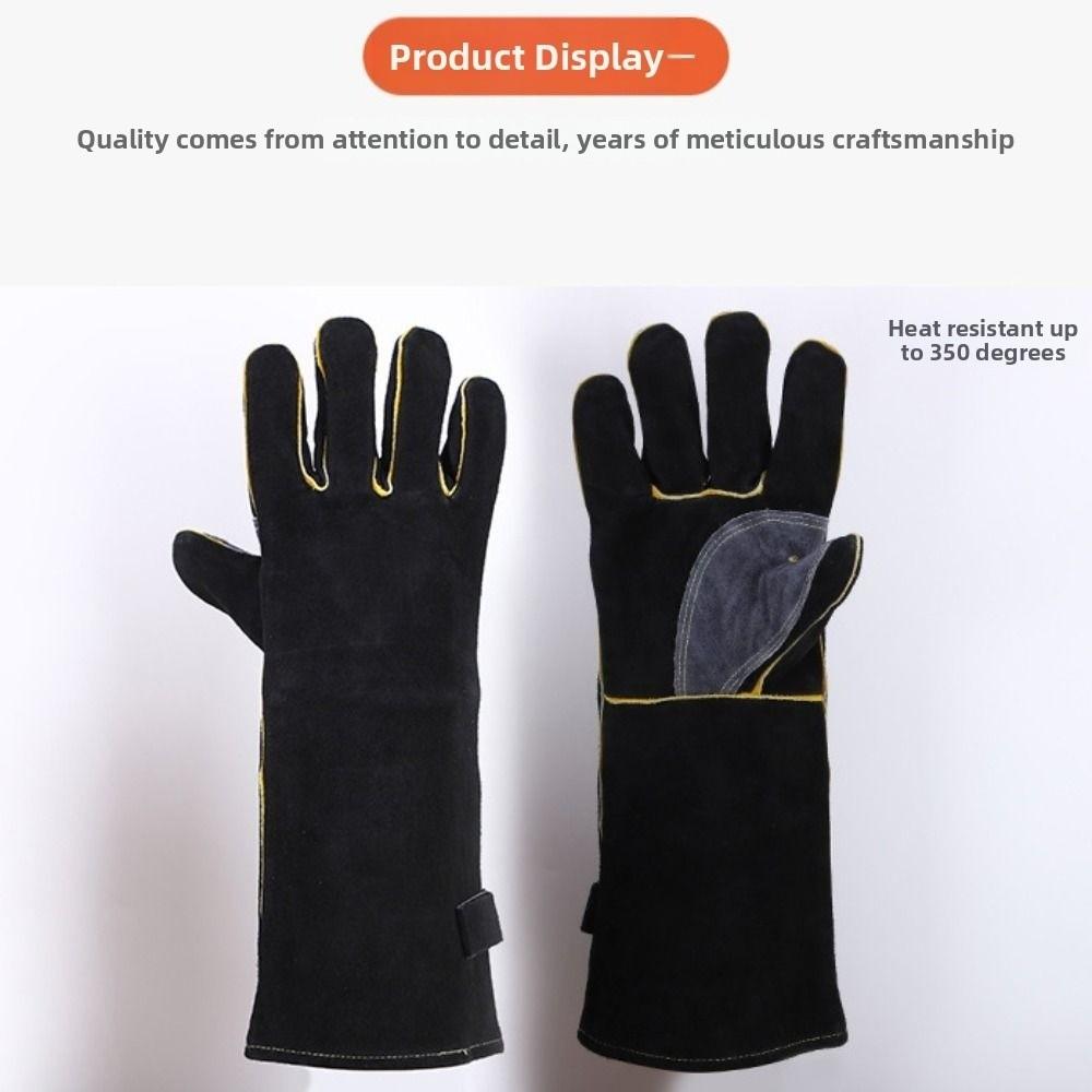 Leather Heat Resistant Gloves High Temperature Resistance Safety Gloves Welding Gloves Kitchen