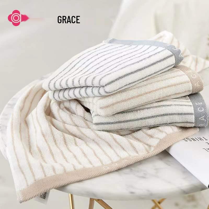 Jie Liya Klassisk Randig Ansiktshandduk i Ren Bomull - Mjuk & Bekväm Hushållsgåva