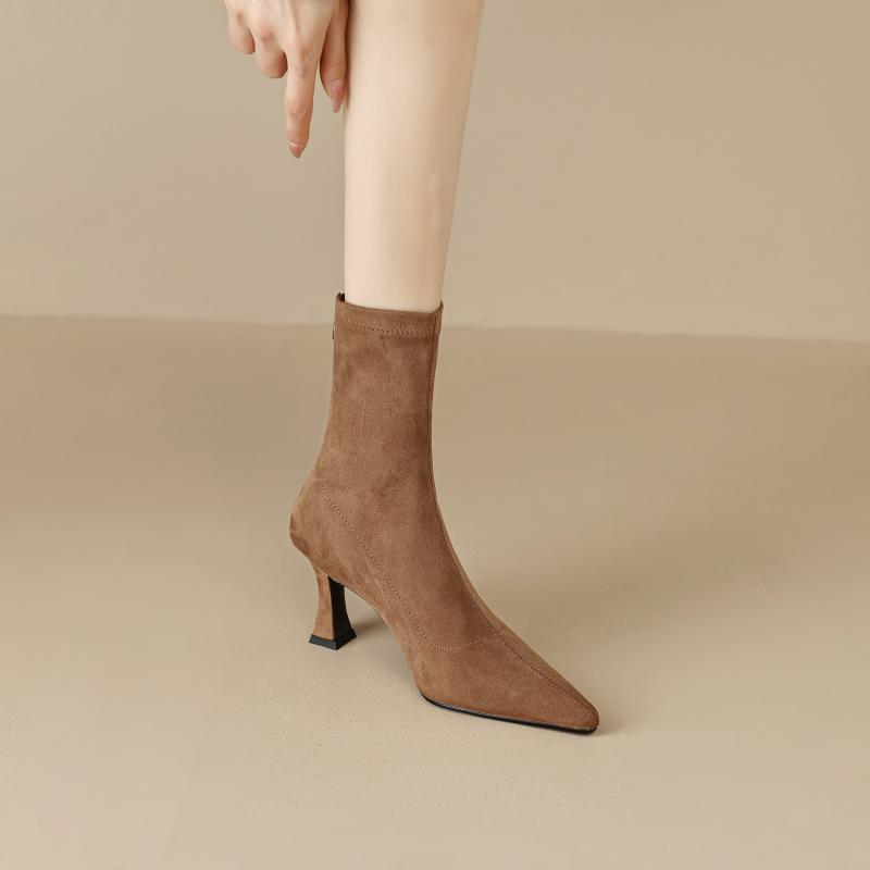 Fashion Spring Autumn Vintage Slimming Women Sock Boots Ladies Concise High Heel Short Botas Zapatos De Mujer